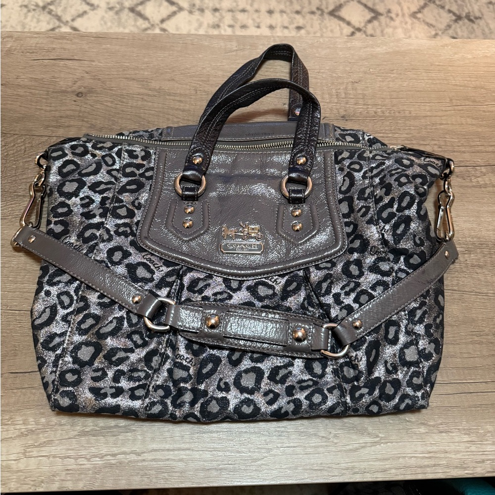 Coach: Ocelot Leopard Madison Audrey Satchel Handbag